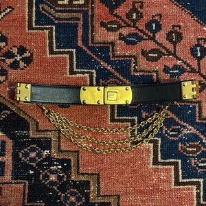 Vintage Donna Karan Nee York Black Belt with Gold Accents